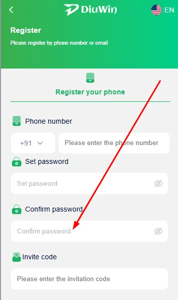 type the password again to confirm